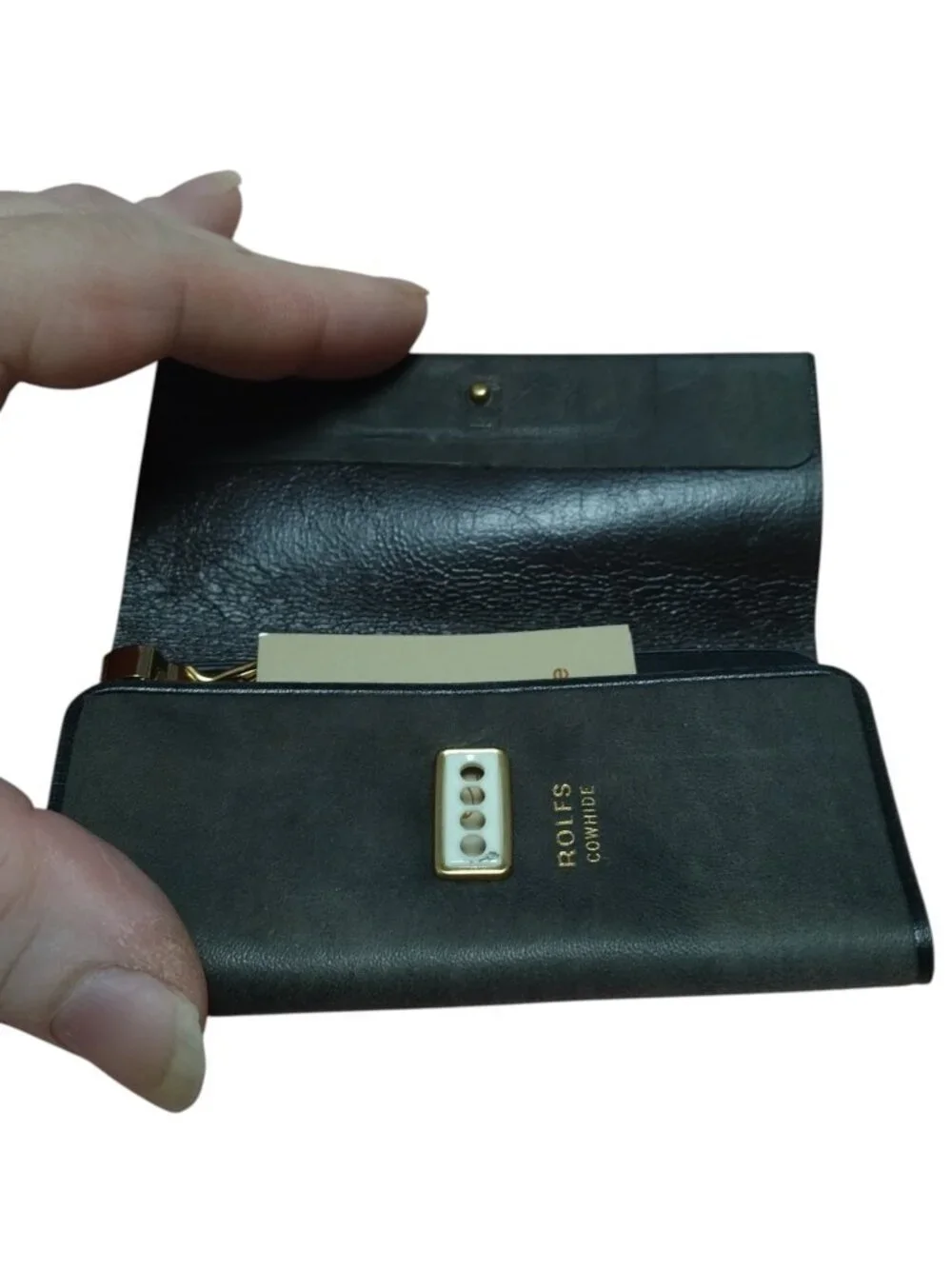 Rolfs 6 Hook Key Kaddy Case Holder Genuine Leather Brown Cowhide Press Lock